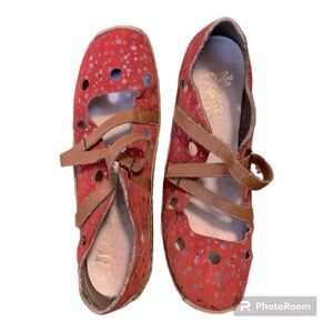 Rieker Anti Stress Red Ballet Wrap Shoes Size 40/9.5